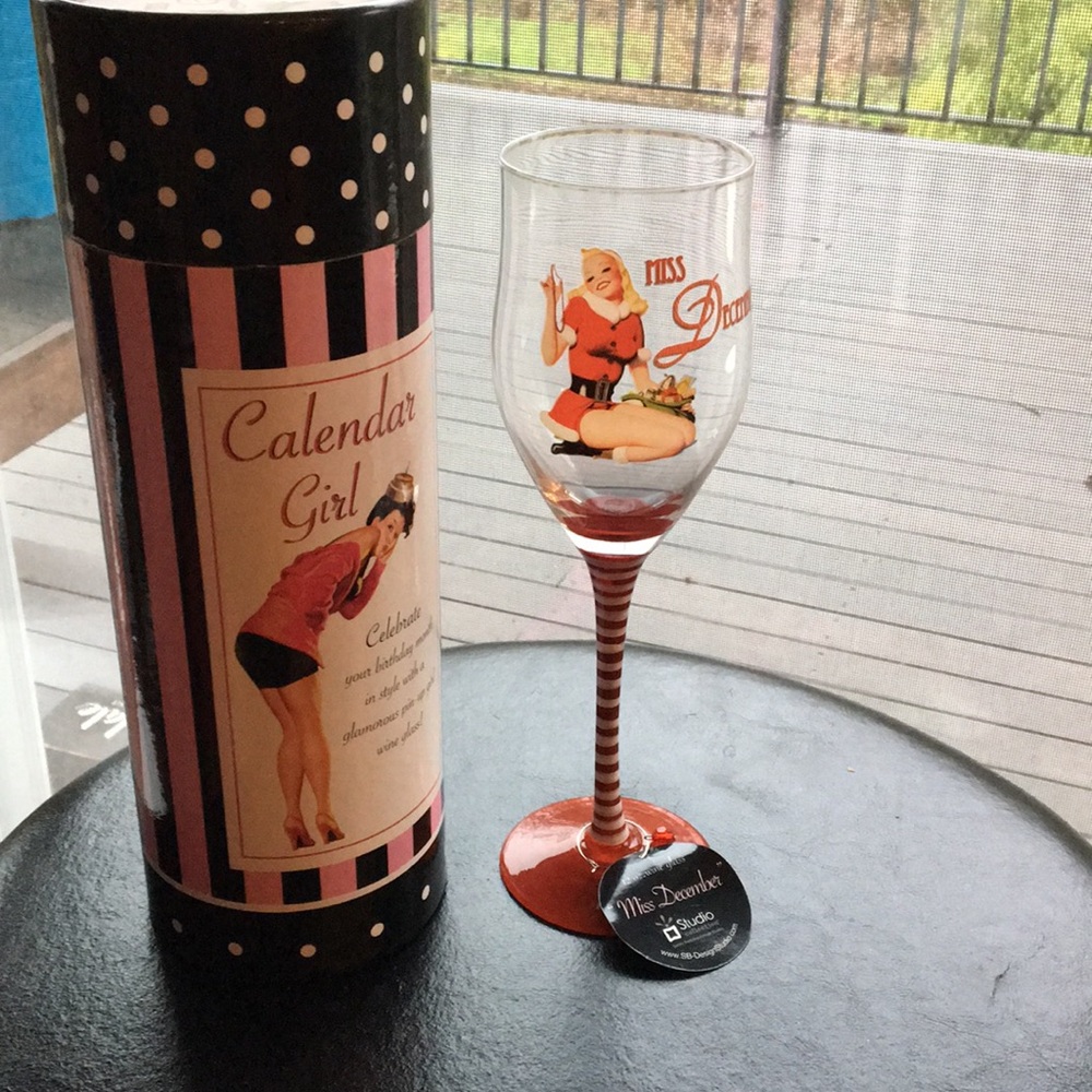 Calendar girl wine glass